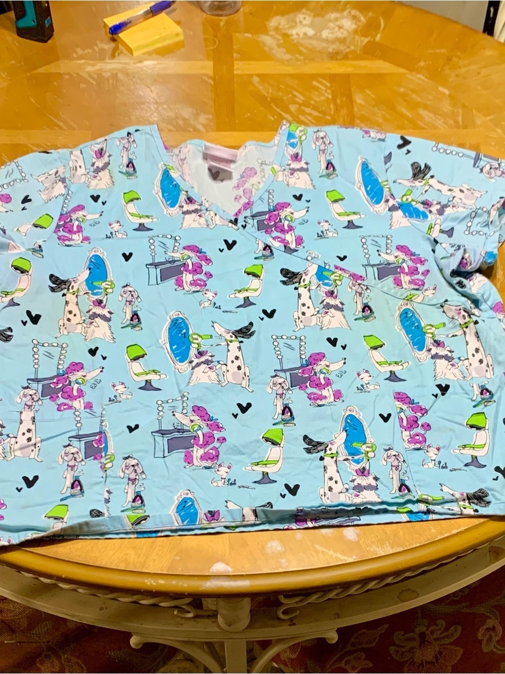 SCRUB STAR Blue Scrub BEAUTY SHOP POODLES Top 3x